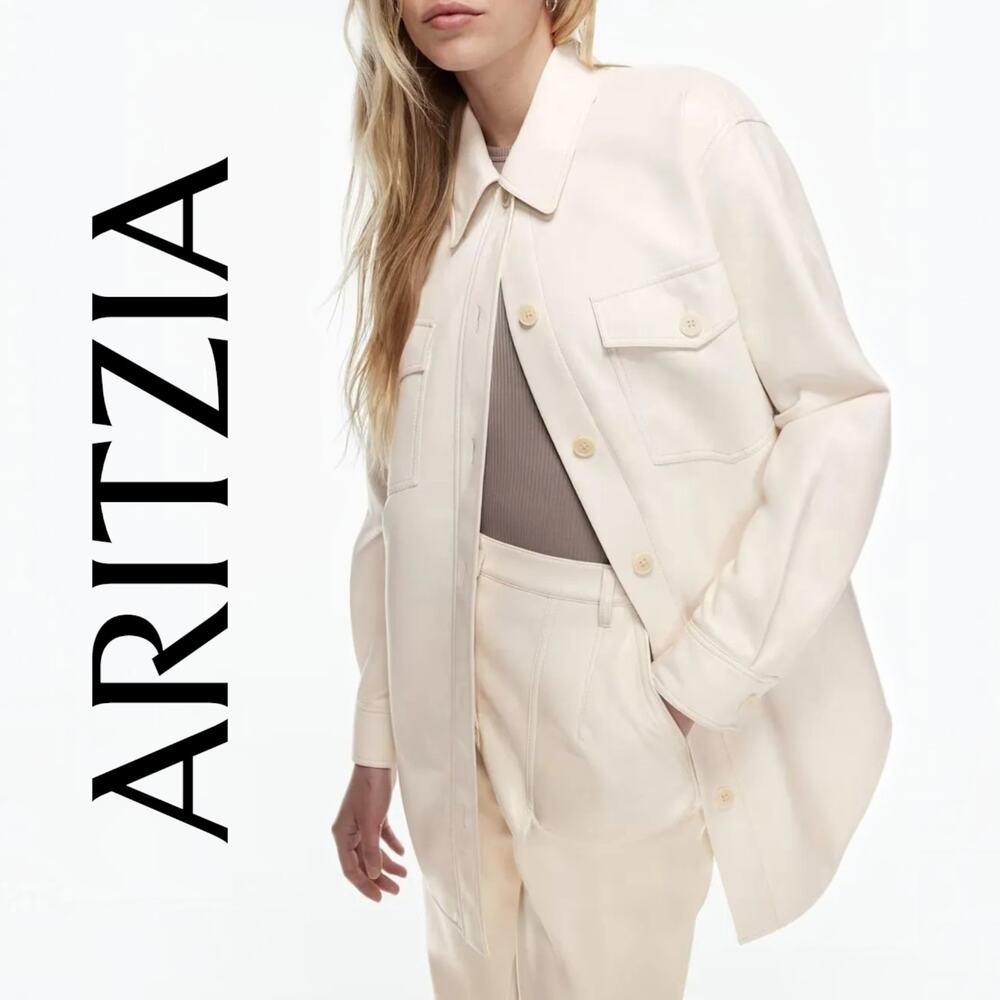 Aritzia Wilfred | Women's 2XS | The Ganna Vegan Leather Shirt Jacket in Birch